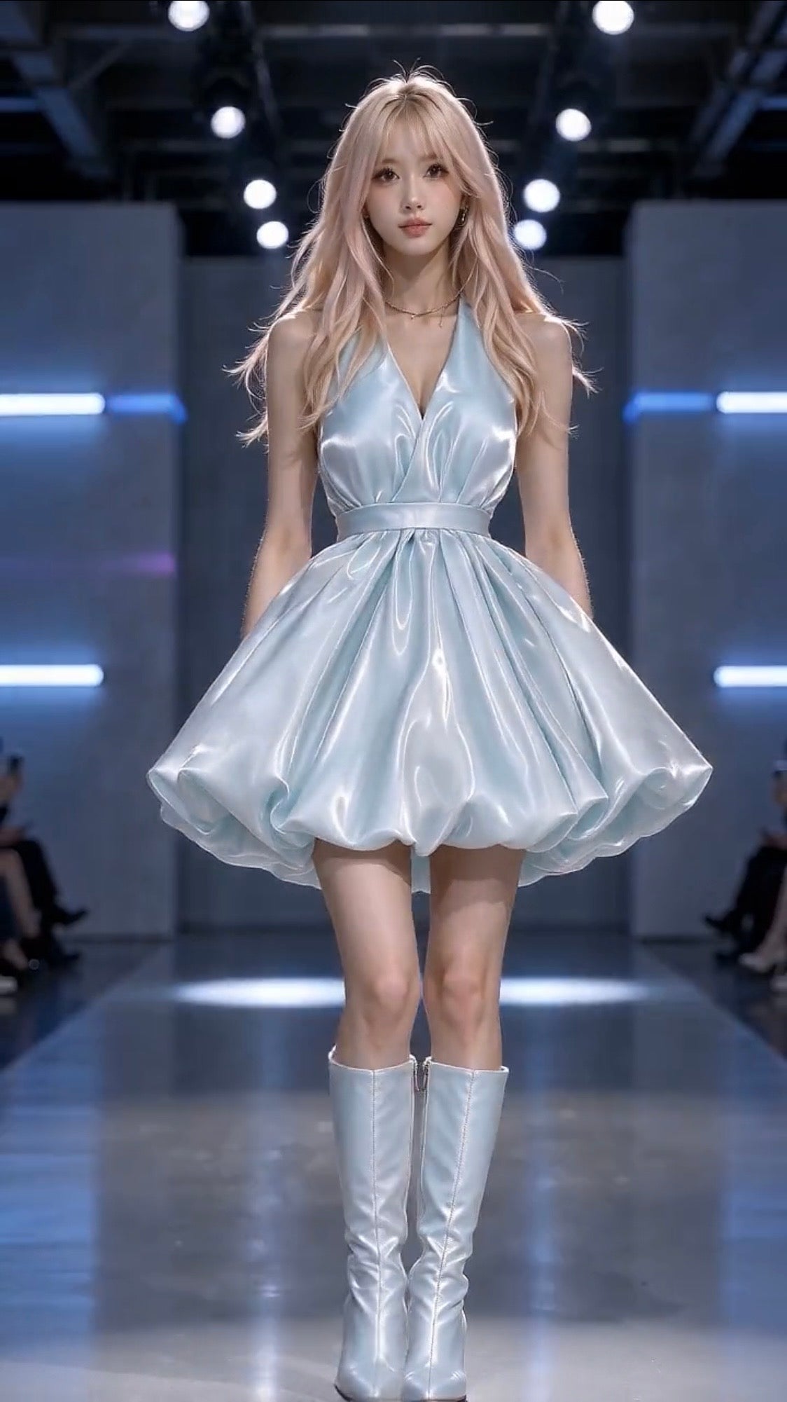 银白色 短款连衣裙 Silver-white short dress