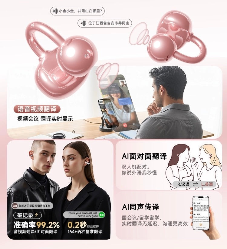 AI earphone Simultaneous interpretation in 164 language's  comes with diamond earrings