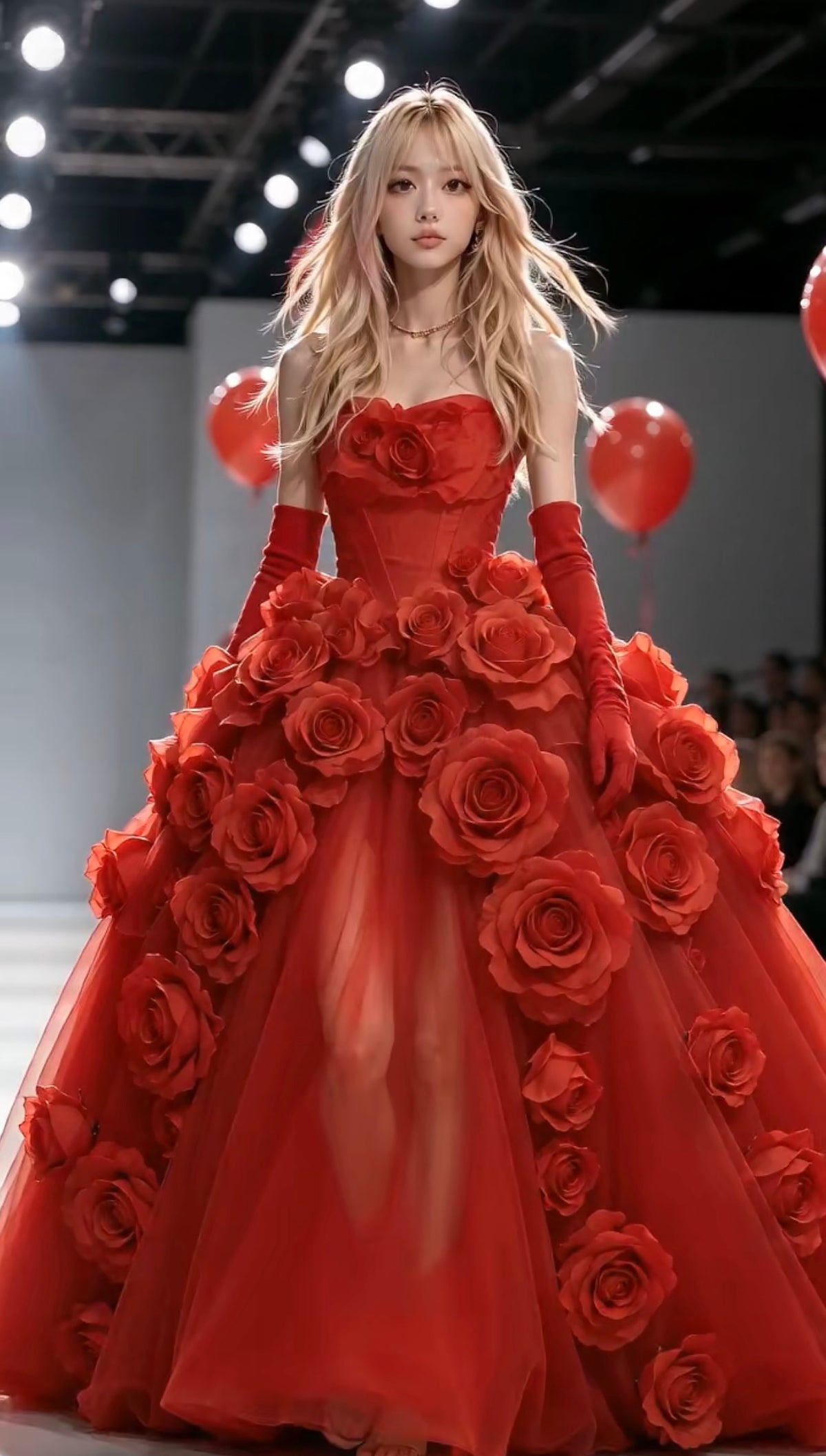 红色玫瑰晚礼服 Red Rose Evening Gown